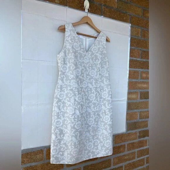 ESCADA KLEID JACQUARD SLEEVELESS SHIFT DRESS 42/14 - Picture 1 of 11